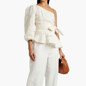 Veronica Beard Fete One-Shoulder Top size 12 NEW